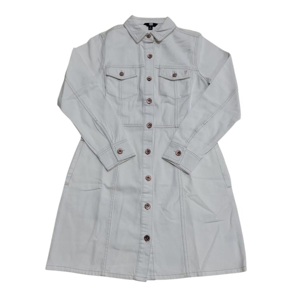 Frye Women's 100% Cotton Form Fitting Buttons Pockets Mini Denim Dress - Bone